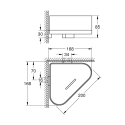 Selection Panier d'angle pour douche avec support, hard graphite brossé (41038AL0)