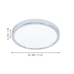 Eglo Fueva 5 Plafonnier ou applique murale LED 20W avec 1 spot, 28,5x3 cm, plastique, chrome (99266)