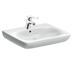 Set PMR Lavabo 55x55cm avec trou pour robinetterie, trop-plein + Mitigeur PMR Hansgrohe, poignée extra-longue (501.463.00.7-SET)