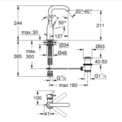 Grohe Essence Mitigeur monocommande pour lavabo, 1/2" Taille L chrome (32628001)