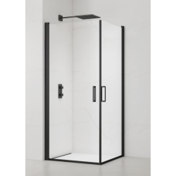 Swiss Aqua Technologies Fusion Portes de douche acces en angle pivotantes 90x90cm anticalcaire avec profilés noir mat (SATFUD9090C)