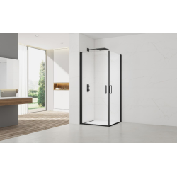 Swiss Aqua Technologies Fusion Portes de douche acces en angle pivotantes 90x90cm anticalcaire avec profilés noir mat (SATFUD9090C)