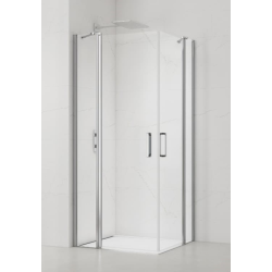 Swiss Aqua Technologies Fusion Portes de douche acces en angle pivotantes 90x90cm anticalcaire avec profilés chrome brillant (SATFUDP9090)