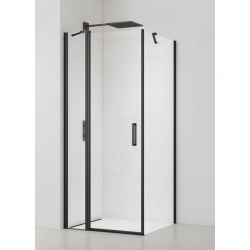 Swiss Aqua Technologies Fusion ensemble porte pivotante /paroi 90x90cm anticalcaire avec profilés noir mat (SATFUDP90S90C)