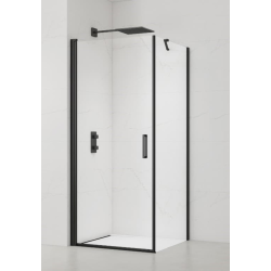 Swiss Aqua Technologies Fusion ensemble porte pivotante /paroi 90x80cm anticalcaire avec profilés noir mat (SATFUD90S80C)