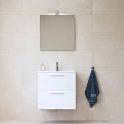 Meuble pour salle de bain avec miroir lavabo et éclairage Vitra Mia 59x61x39,5 cm, blanc brillant (MIASET60B)