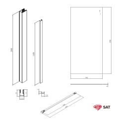 Swiss Aqua Technologies Walk-in 100x200cm Paroi en verre fumé 8 mm anticalcaire, avec bras et profilés noir mat (SATBWI100KSPRC)