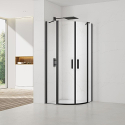 Set Porte de douche 90x196 cm transparente + Profilé pour paroi de douche+ Poignée pour porte de douche (SATFUD90NIKA)