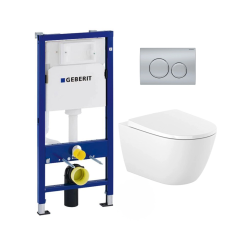 Pack WC Bâti UP100 + Cuvette Architectura sans bride fixations invisibles + Plaque blanche (Architectura2Geb2)