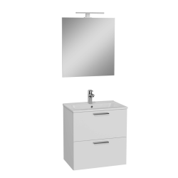 Meuble pour salle de bain avec miroir lavabo et éclairage Vitra Mia 59x61x39,5 cm, blanc brillant (MIASET60B)