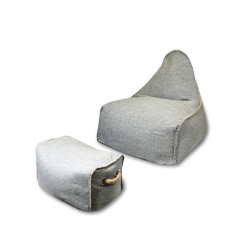 Set Buddy's Rest Sunproof fauteuil poire + repose pieds + polystyrène intérieur & extérieur, résistant au soleil, Gris clair