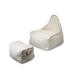 Set Buddy's Rest Sunproof fauteuil poire avec repose pieds + polystyrène intérieur & extérieur, résistant au soleil, Beige