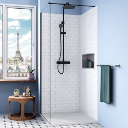 Ceramia Alda Receveur de douche 80x80cm en pierre de synthèse durable, blanc mat (ALD15-8080B)