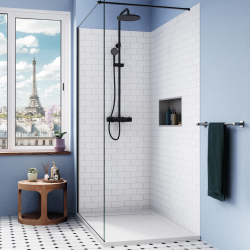 Ceramia Alda Receveur de douche 120x80cm en pierre de synthèse durable, blanc mat (ALD15-12080B)