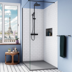 Ceramia Alda Receveur de douche 120x90cm en pierre de synthèse durable, gris mat (ALD15-12090G)