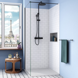 Alda Receveur de douche 80x80cm en pierre de synthèse durable avec siphon, blanc mat (ALD15-8080B-S)