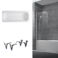 Swiss Aqua Technologies By Kaldewei 150x70 cm Ensemble baignoire Vivien universelle + Pare baignoire pivotant chrome + pieds (SATVIVI150-SETP1)