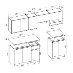 Katarina LUX Cuisine complète à assembler 2,4 m (KSETKATARINAO)