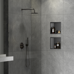 Ceramia Timeless Niche de Douche à encastrer, Acier Inoxydable 304, 30x30x10cm, Gun Métal brossé PVD