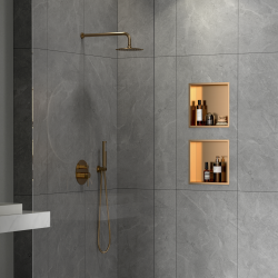 Ceramia Timeless Niche de Douche à encastrer, Acier Inoxydable 304, 30x30x10cm, Cuivre brossé PVD