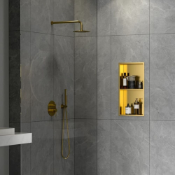 Ceramia Niche de Douche à encastrer, Acier Inoxydable 304, 2 étagères, 60x30x10cm, Or brossé PVD