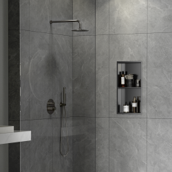 Ceramia Timeless Niche de Douche à encastrer, Acier Inoxydable 304, 2 étagères, 60x30x10cm, Gun Métal brossé PVD