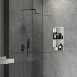 Ceramia Timeless Niche de Douche à encastrer, Acier Inoxydable 304, 2 étagères, 60x30x10cm, Chrome brossé