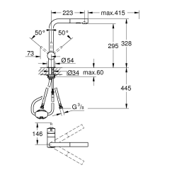 Minta mitigeur monocommande 1/2″ évier, or (G30274GN0)