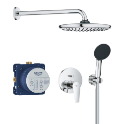 StartEdge Set de douche encastré avec mitigeur monocommande, douche de tête Vitalio Start 250 et douchette, chrome (G25293000)