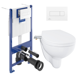 Pack WC bâti-support + Cuvette Bau sans bride + Abattant softclose + Plaque blanche (ViConnectBau-2)