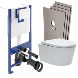 Pack WC bâti-support + WC sans bride + Abattant softclose + Plaque blanche + Set d'habillage (ViConnectSATrimless-2-sabo)