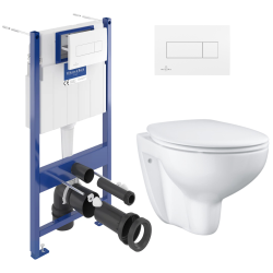 Pack WC bâti-support + Cuvette Bau sans bride + Abattant softclose + Plaque blanche (ViConnectBau-2)