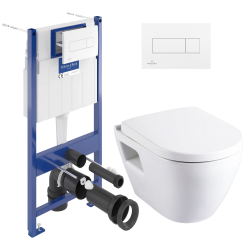 pack WC Bâti-support avec Cuvette Serel SM26 sans bride + Abattant softclose + Plaque blanche (ViConnectSM26-2)