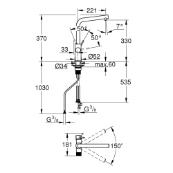 GROHE Blue Pure Minta mitigeur évier avec filtration de l'eau, chrome (G30600000)