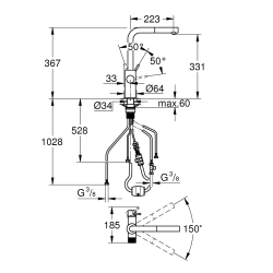 GROHE Blue Pure Minta mitigeur évier avec filtration de l'eau et douchette, chrome (G30601000)