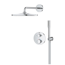 Precision Set de douche encastrée avec mitigeur thermostatique + Douche de tête + Douchette, chrome (G34880000)