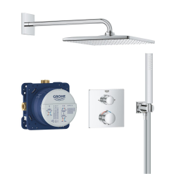 Precision Set de douche encastrée avec mitigeur thermostatique + Douche de tête + Douchette, chrome (G34881000)