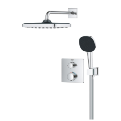 Precision Set de douche encastrée avec mitigeur thermostatique + Douche de tête + Douchette 2 jets, chrome (G34882000)