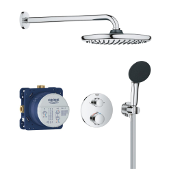 Precision Set de douche encastrée avec mitigeur thermostatique + Douche de tête + Douchette 2 jets, chrome (G34883000)