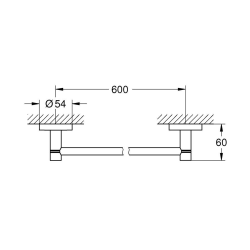 Start barre porte-serviettes en métal 65,4 cm avec fixations cachées, noir mat (G411782430)