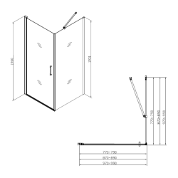 Swiss Aqua Technologies Fusion ensemble porte pivotante /paroi 80x80cm anticalcaire avec profilés noir mat (SATFUD80S80C)