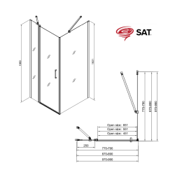 Swiss Aqua Technologies Fusion ensemble porte pivotante /paroi 100x80cm anticalcaire avec profilés noir mat (SATFUDP100S80C)