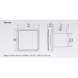 Nástěnný a stropní a okenní ventilátor 100 mm s funkcí HumidiSmart a TimerSmart