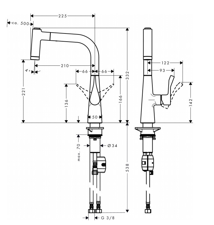 Hansgrohe Metris 220. Mitigeur de cuisine avec douchette ...